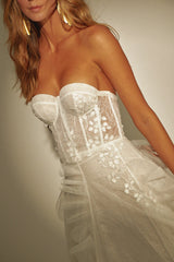 Long dress, off white, strapless Ref. FLARE